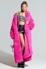 DAYANNE FAUX FUR TRENCH IN FUCHSIA