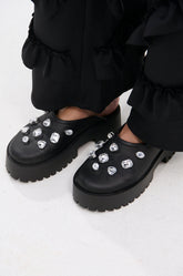 AZALEA WANG HAIN BLACK EMBELLISHED FLAT