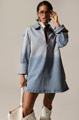 COOL GIRL OVERSIZED OMBRE DENIM SHIRT DRESS