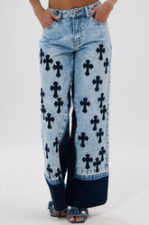 CROSSED OUT WIDE LEG DENIM