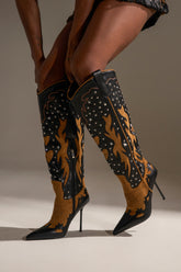 AKIRA GOLD KALPANAS BLACK MULTI STILETTO WESTERN BOOT