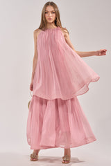BREEZY GIRL TIERED MAXI DRESS IN BLUSH