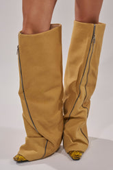 AKIRA GOLD RASHAWN KHAKI AND SNAKE BOOT