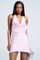 DOLLY SATIN MINI DRESS IN LIGHT PINK