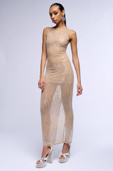 GLITZ AND GLAM RHINESTONE MESH MAXI DRESS