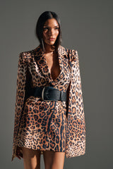 AMINAH LEOPARD PRINT BLAZER DRESS