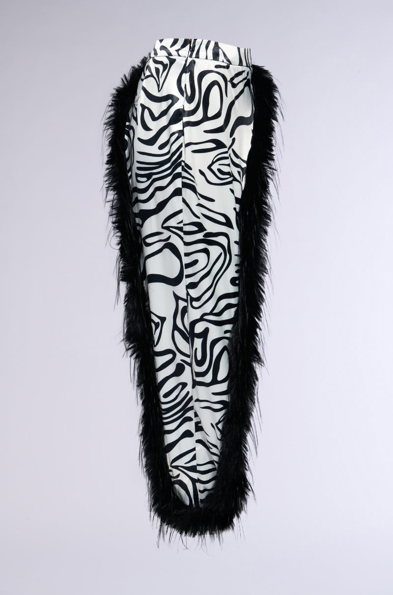 CALL ME WILD FUR TRIM BELT SKIRT