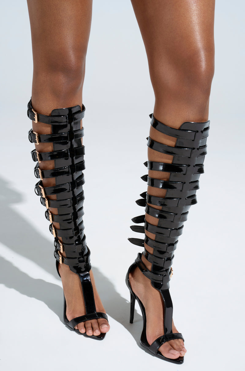 AZALEA WANG CHRELLI BLACK OVER THE KNEE SANDAL