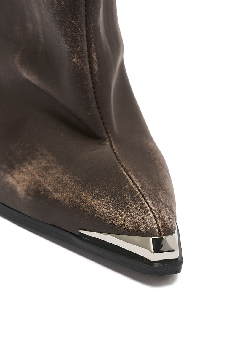AZALEA WANG DUSTY BROWN WEATHERED PU BOOT