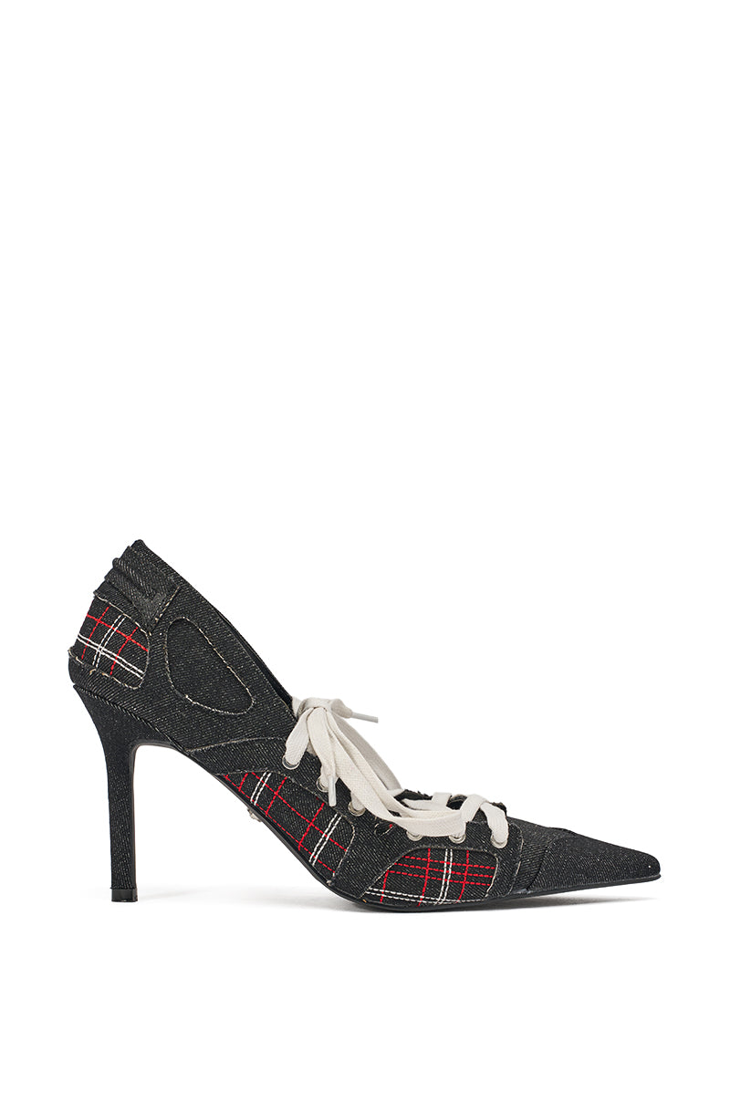 AZALEA WANG FIRE STRING PLAID SPORTY PUMP