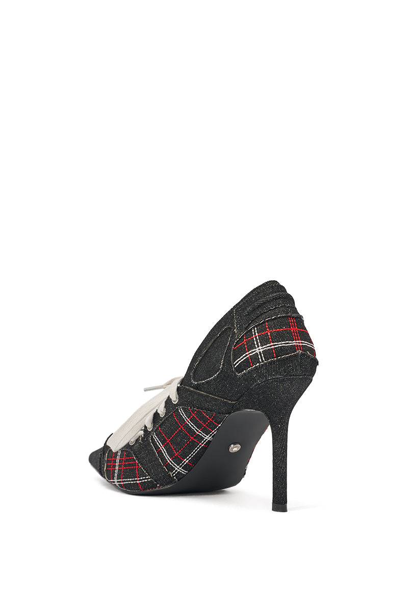 AZALEA WANG FIRE STRING PLAID SPORTY PUMP
