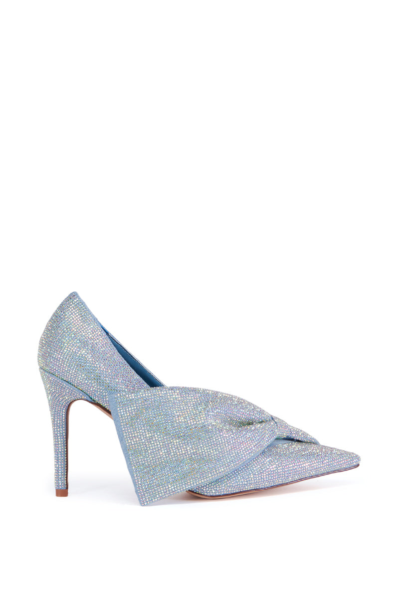AZALEA WANG GEOVANNI SPARKLE DENIM PUMP WITH BOW DETAIL