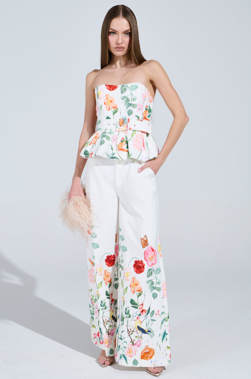 IRIS FLORAL PEPLUM BLOUSE