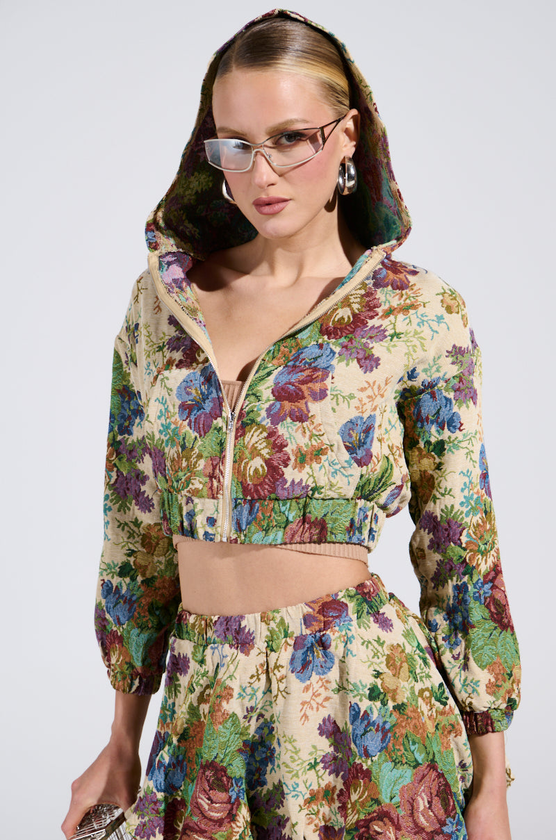 ALL ABOUT ME FLORAL BOMBER JACKET