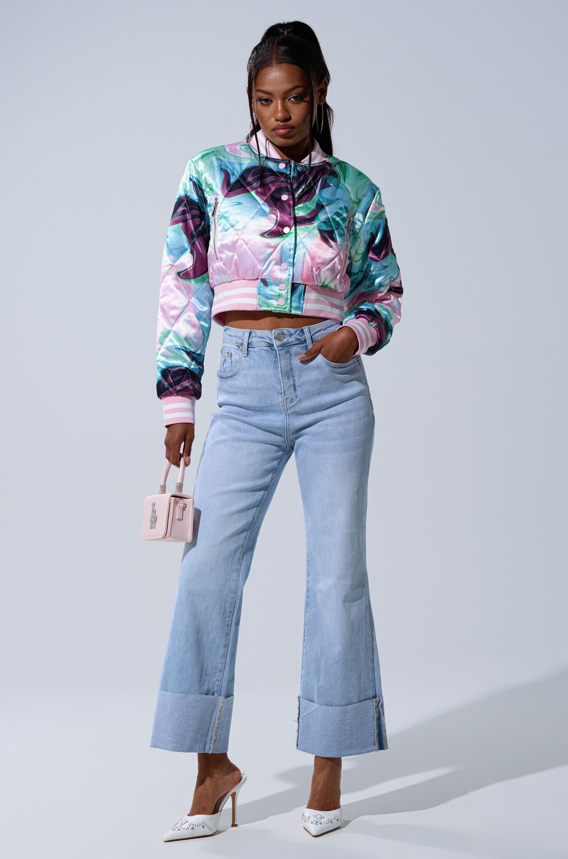 HEART TO HEART SATIN BOMBER