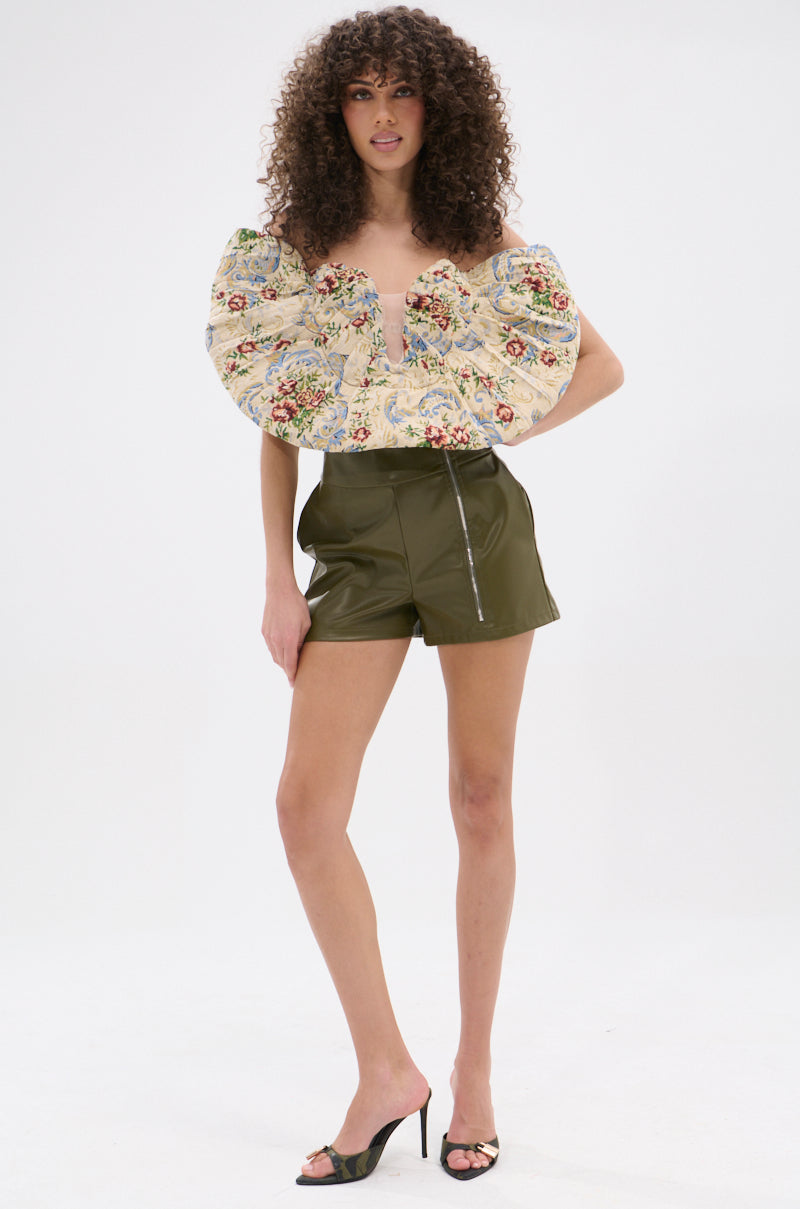 HOTTEST IN THE CITY FAUX LEATHER SHORT