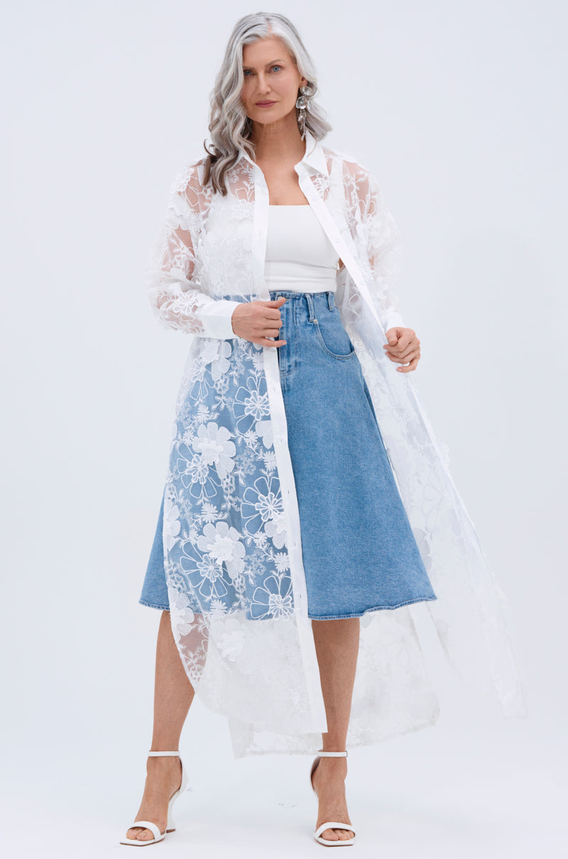 LACE BUTTON UP