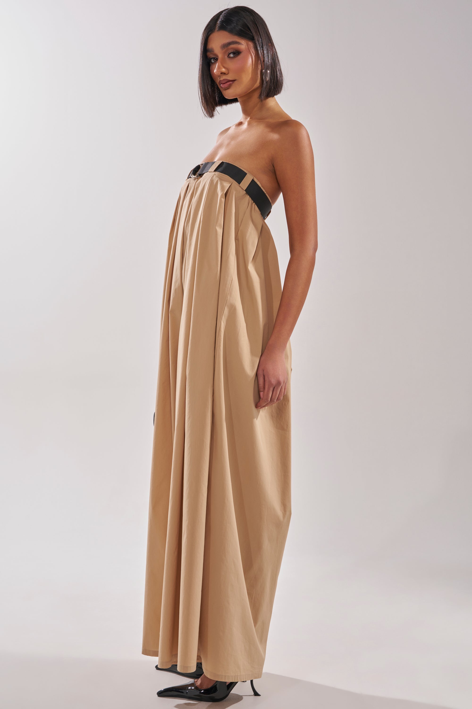 DIANE STRAPLESS OVERSIZED KHAKI JUMPSUIT