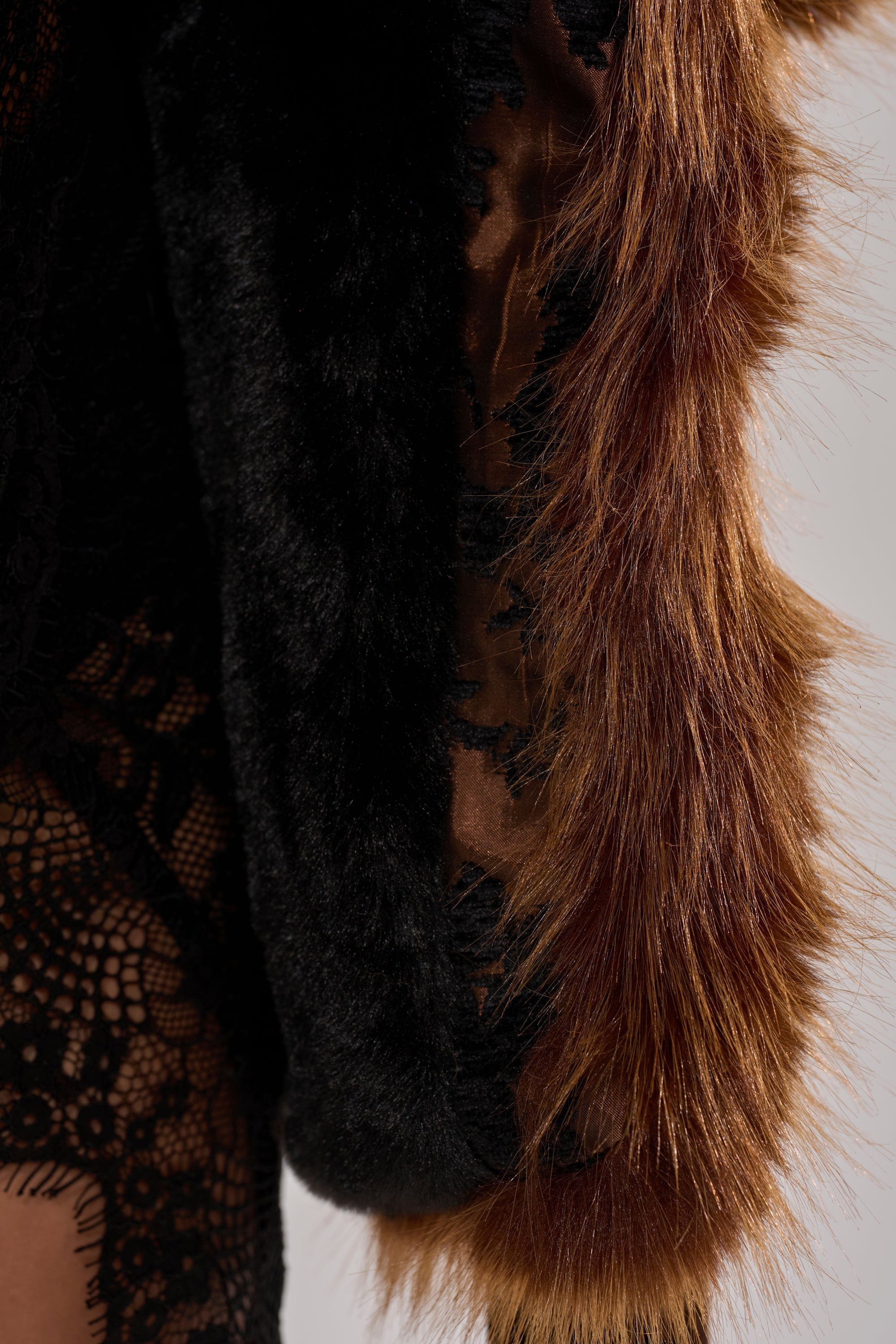 KENZY FUR TRIM MOTO IN JACQUARD