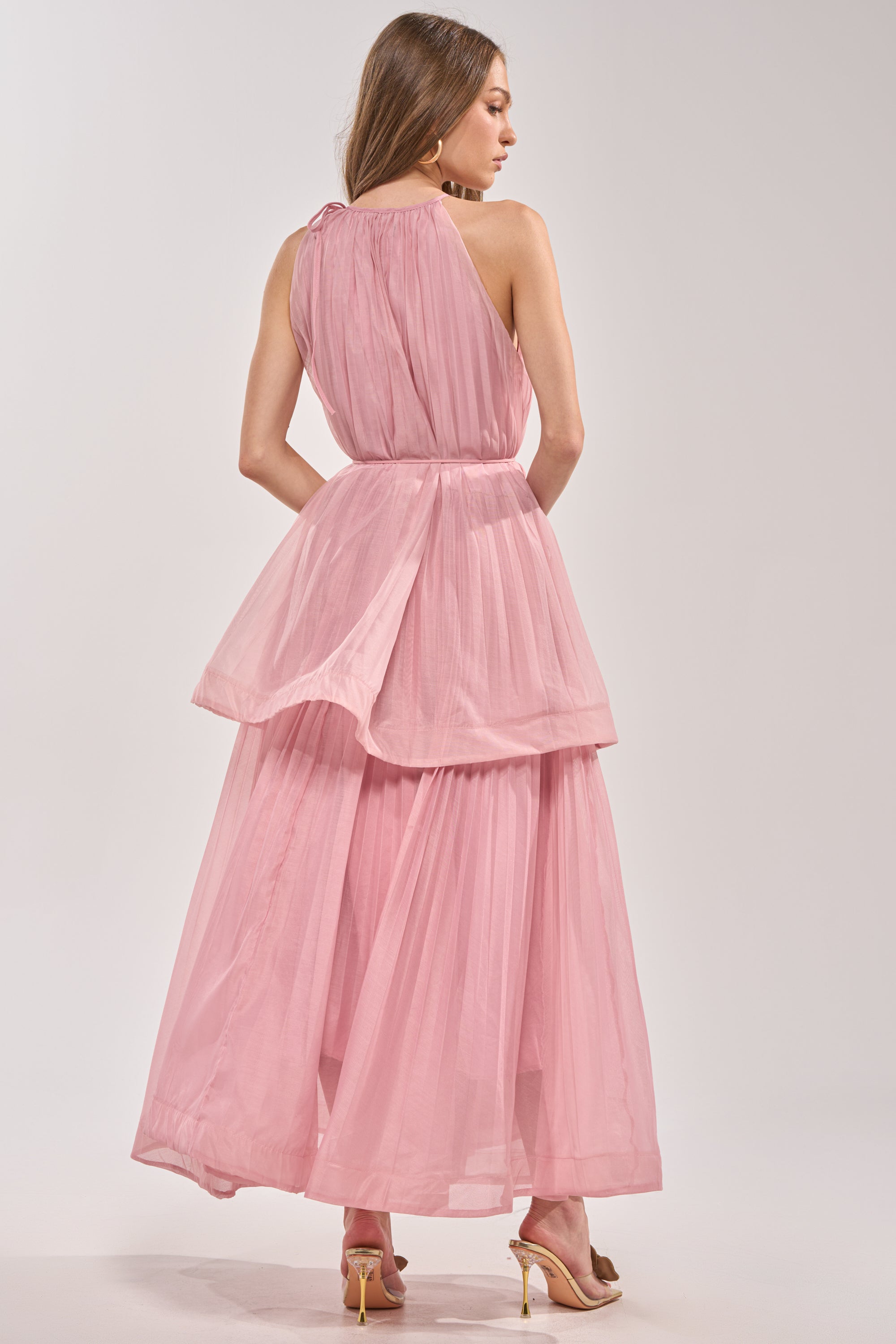 BREEZY GIRL TIERED MAXI DRESS IN BLUSH
