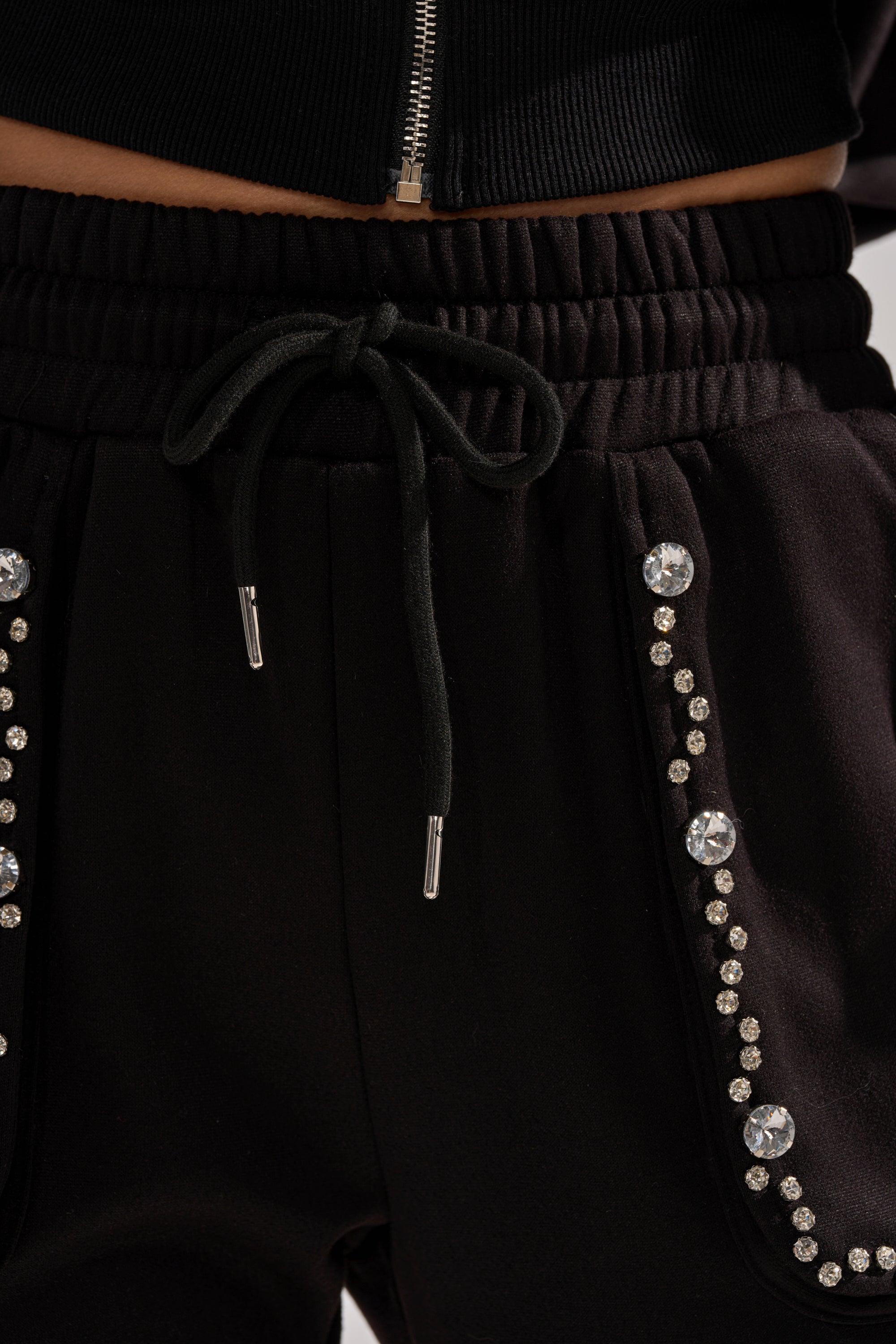COZY HOLIDAY RHINESTONE JOGGER IN BLACK