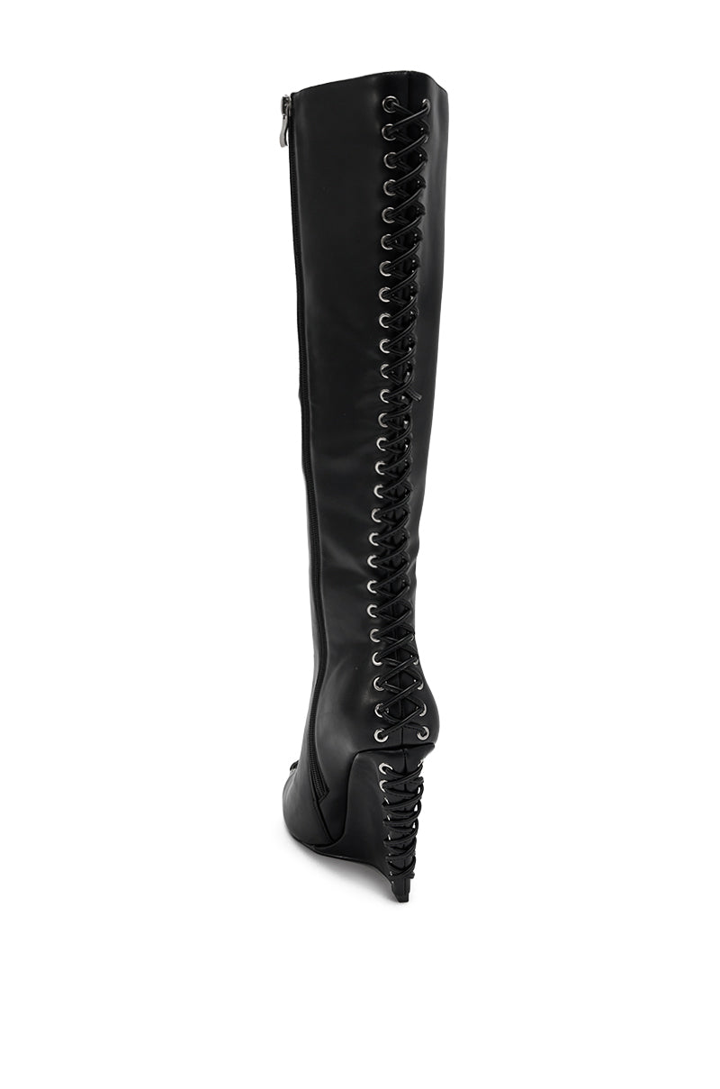 AZALEA WANG THAUMUS BLACK LACE UP WEDGE BOOT