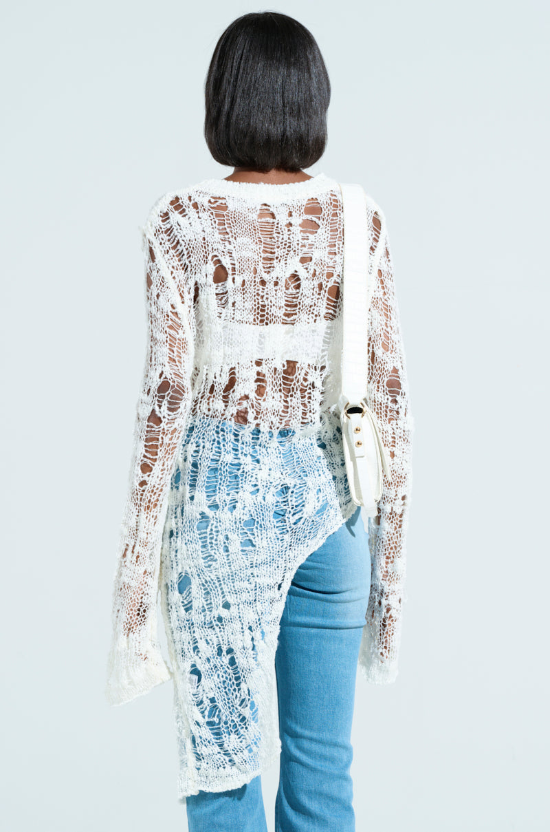 ASYMMETRICAL KNIT TOP IN IVORY