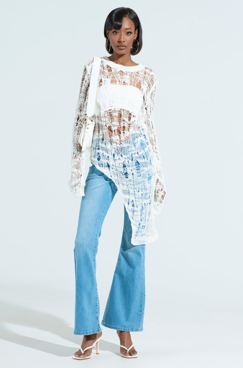 ASYMMETRICAL KNIT TOP IN IVORY