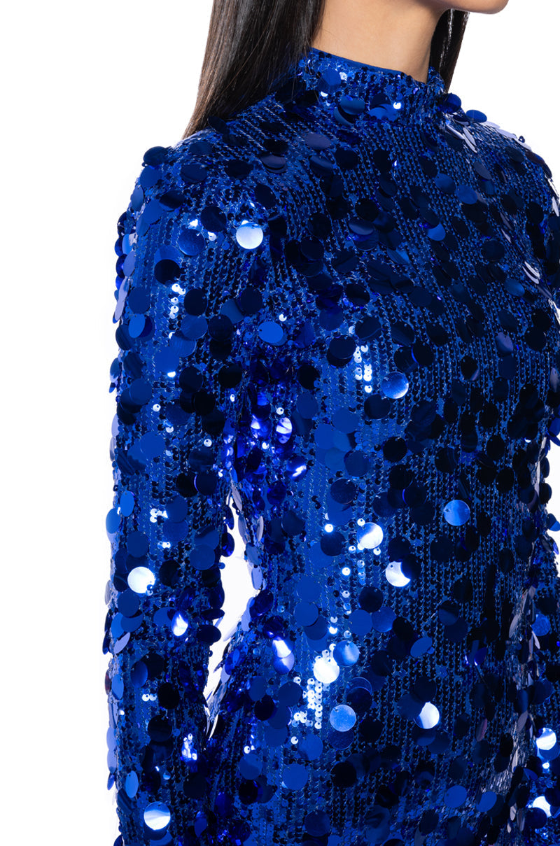 ALWAYS FULL GLAM SEQUIN MINI DRESS