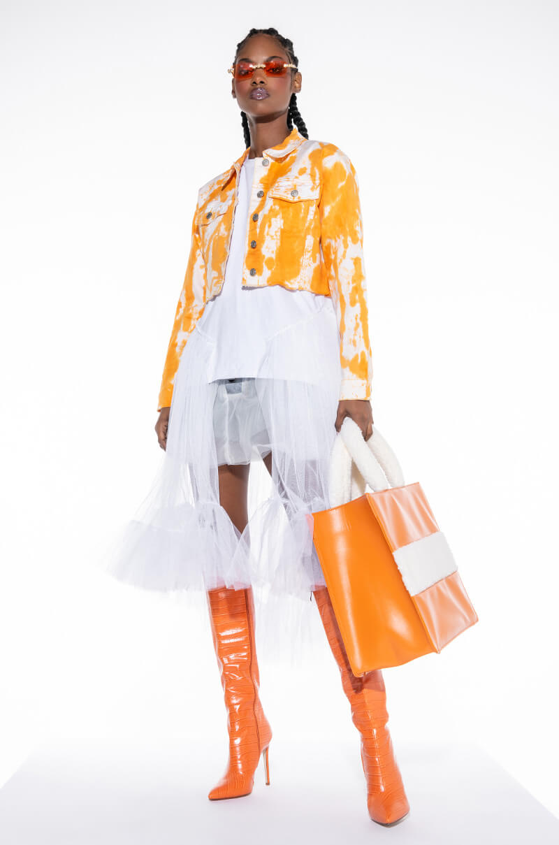 AS IF ORANGE TIE DYE DENIM JACKET