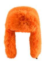 AVI FAUX FUR HAT IN ORANGE