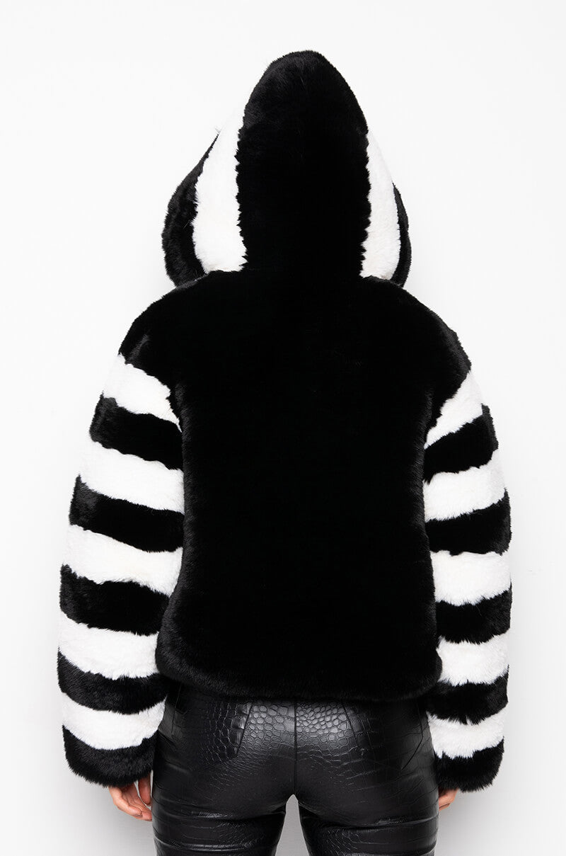AZALEA WANG BDUBS FUR JACKET WITH HOOD