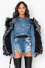CHICKA CHICKA BOOM BOOM DENIM RUFFLE JACKET