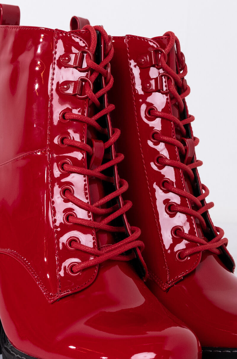 AZALEA WANG CHUNKY HEEL LACE UP BOOTIE