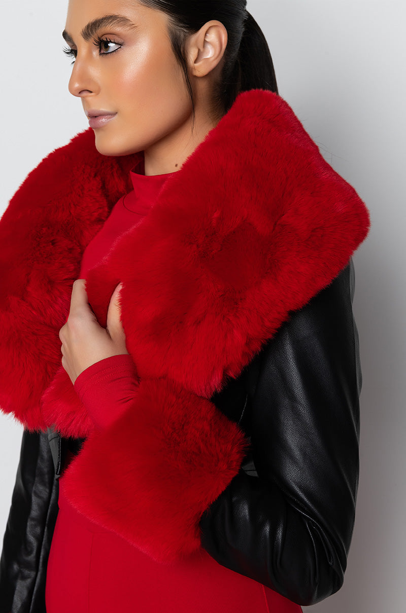 AZALEA WANG FUR TRIM GISELLE CROP JACKET