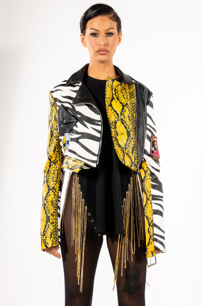 AZALEA WANG MISUNDERSTOOD CROP MOTO JACKET
