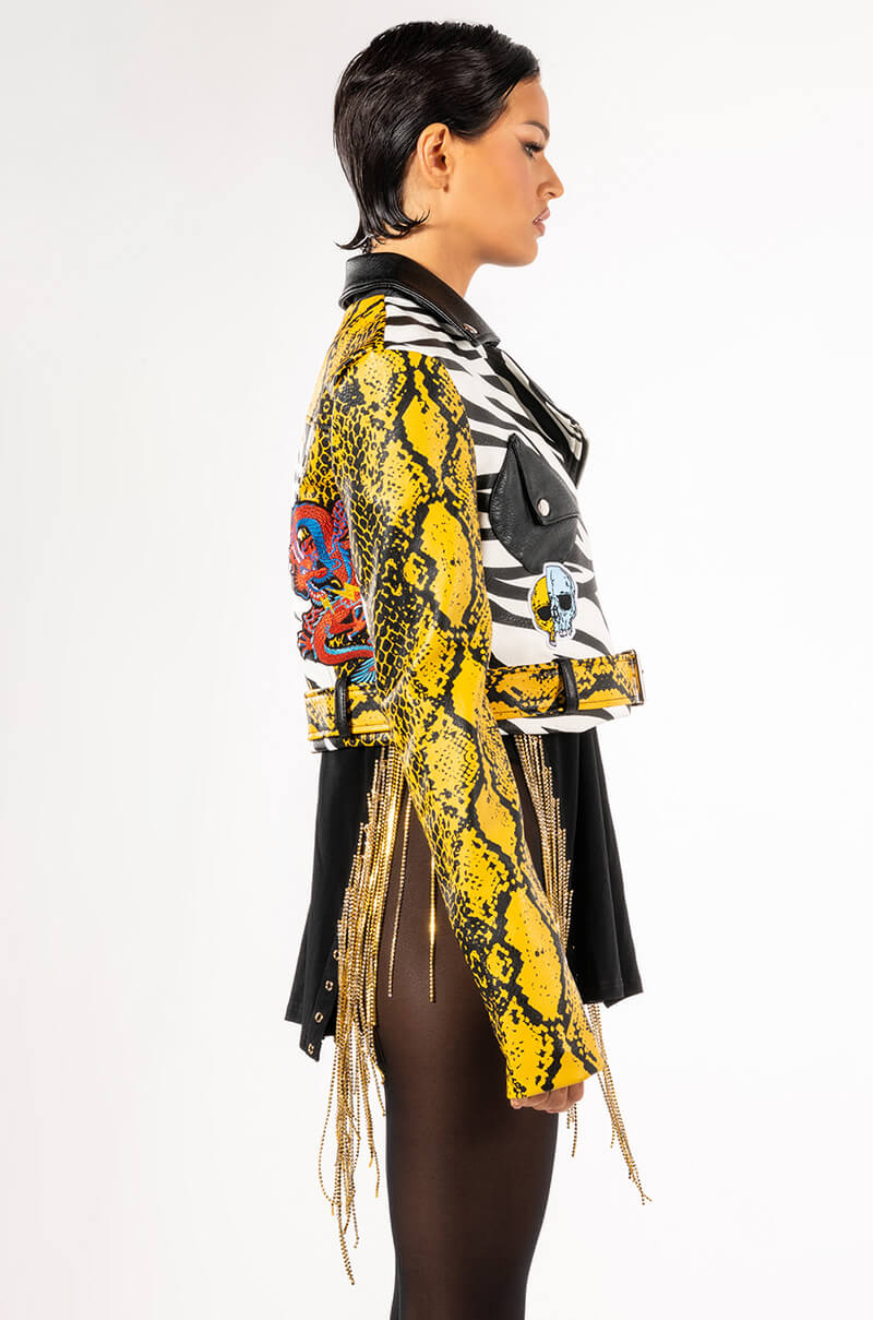 AZALEA WANG MISUNDERSTOOD CROP MOTO JACKET