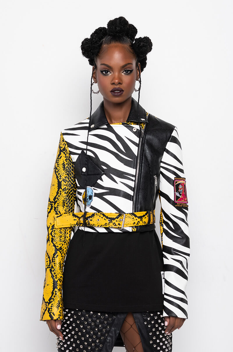 AZALEA WANG MISUNDERSTOOD CROP MOTO JACKET