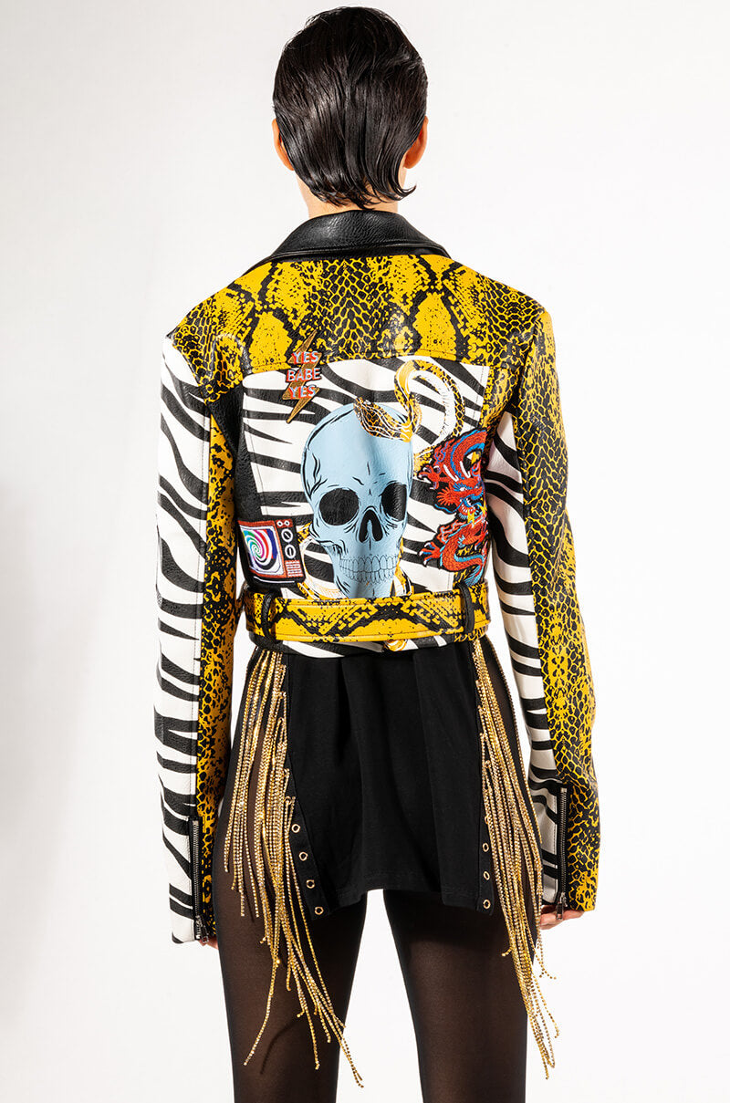 AZALEA WANG MISUNDERSTOOD CROP MOTO JACKET