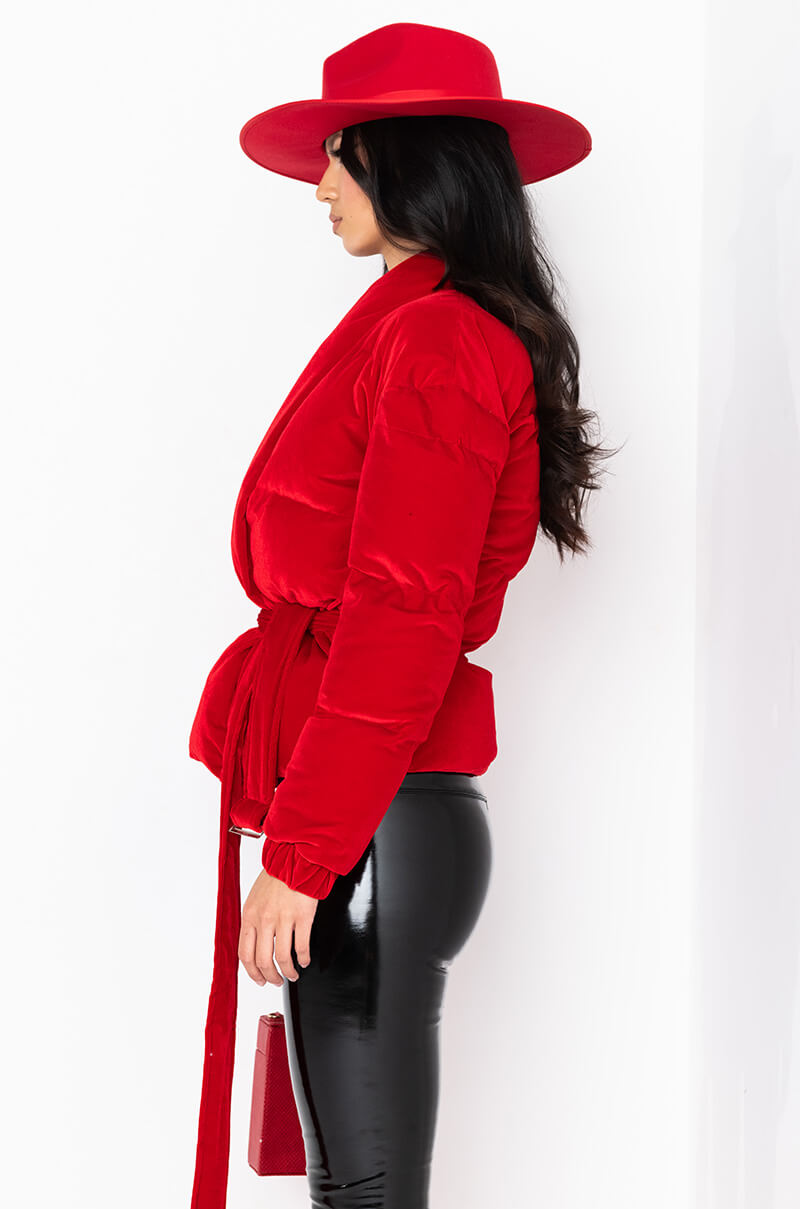 AZALEA WANG VELVET RED WRAP PUFFER