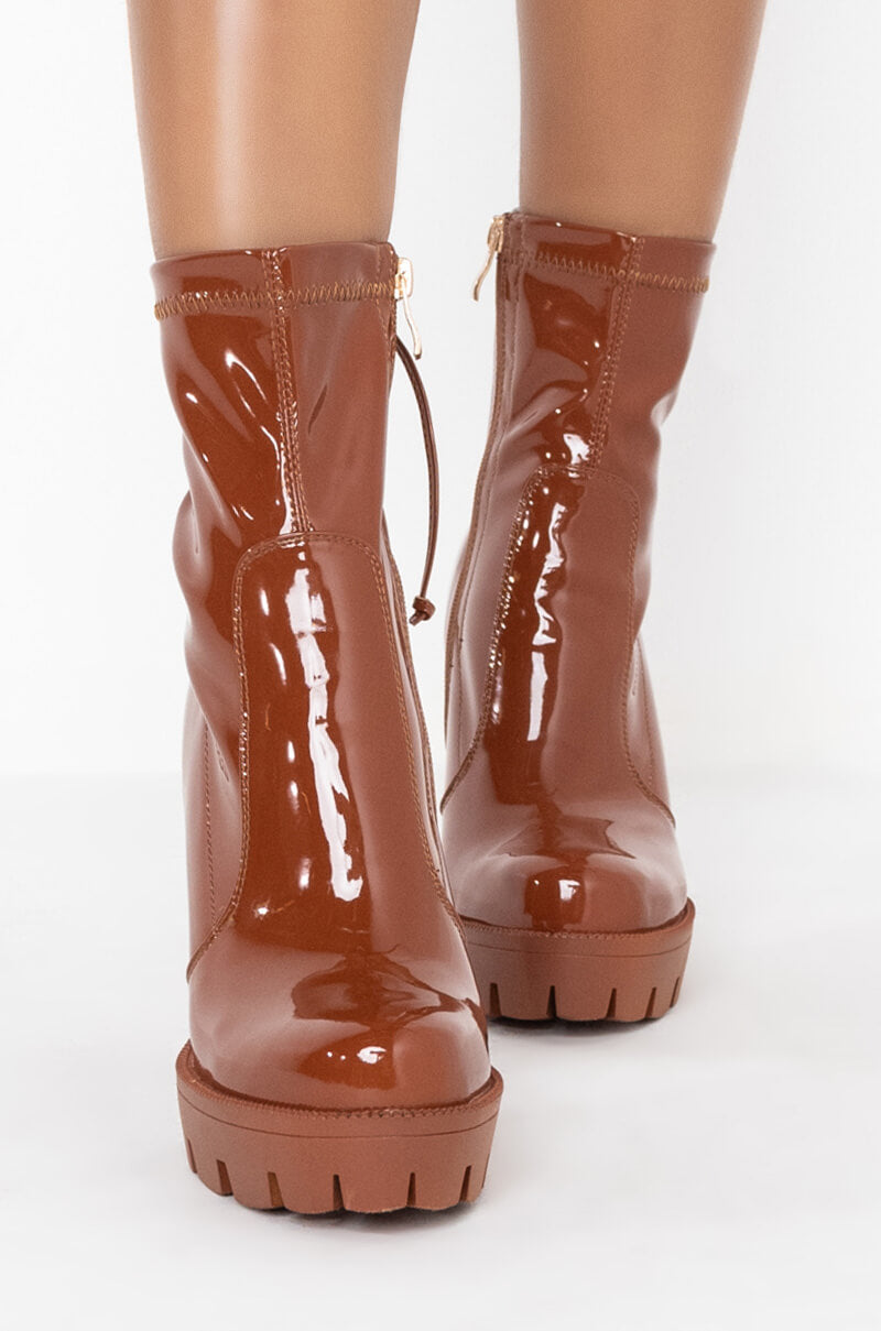 AZALEA WANG WHAT YOU LOVE CHUNKY BOOTIE IN COGNAC