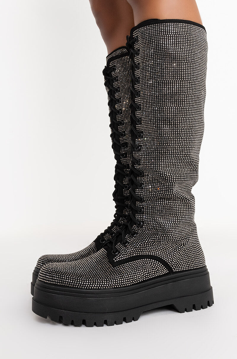 AZALEA WANG WON'T LET GO OF YOU FLATFORM BOOT IN BLACK