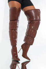AZALEA WANG YOU WERE JUST A LOVER STILETTO BOOT IN BROWN