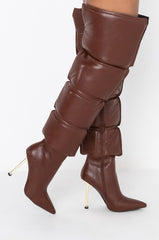 AZALEA WANG YOU WERE JUST A LOVER STILETTO BOOT IN BROWN