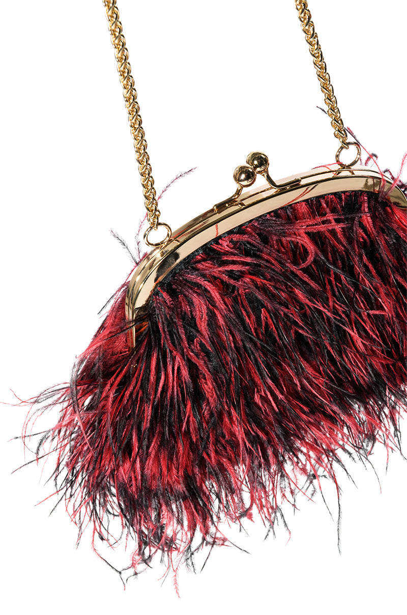 AZONTINA RED FEATHER PURSE