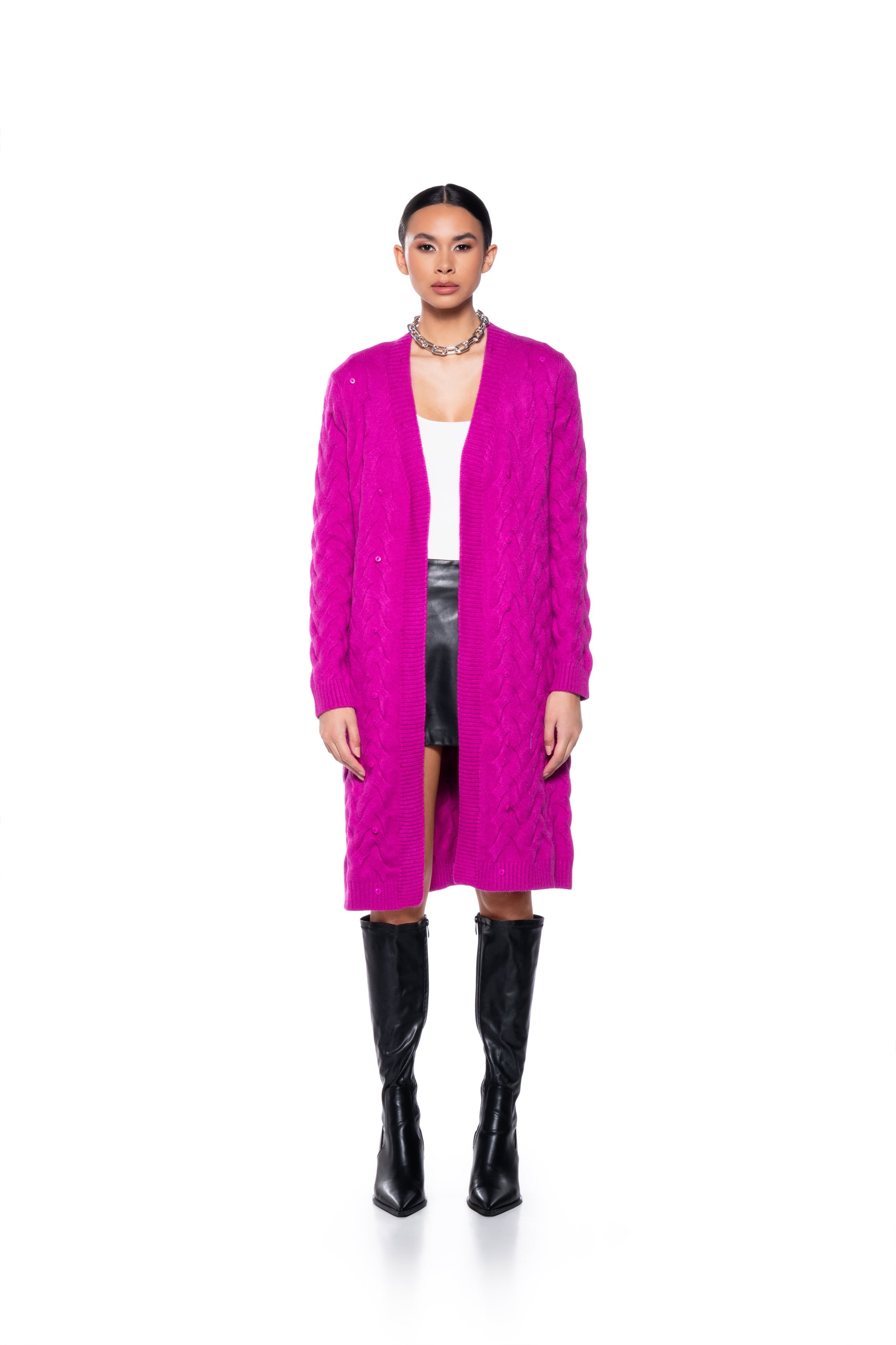 BABBS KNIT TRENCH WITH FAUX FUR LINING