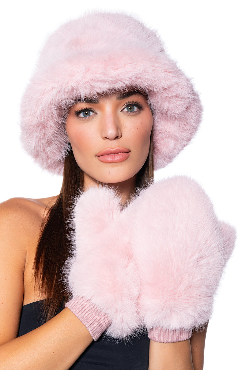 BABY IT'S COLD OUTSIDE FAUX FUR BUCKET HAT