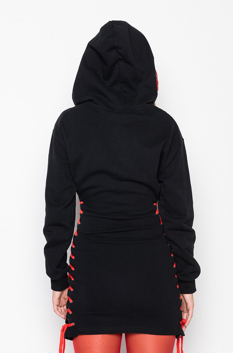 BACK OFF HOODIE SWEATSHIRT DRESS