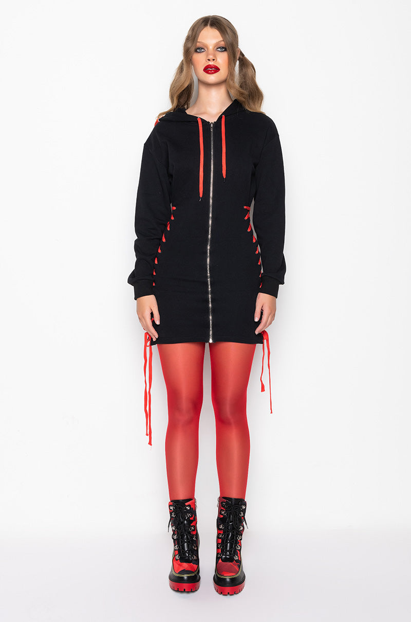 BACK OFF HOODIE SWEATSHIRT DRESS