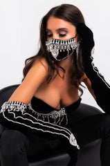 BAD BITCH ALERT VELVET RHINESTONE GLOVES